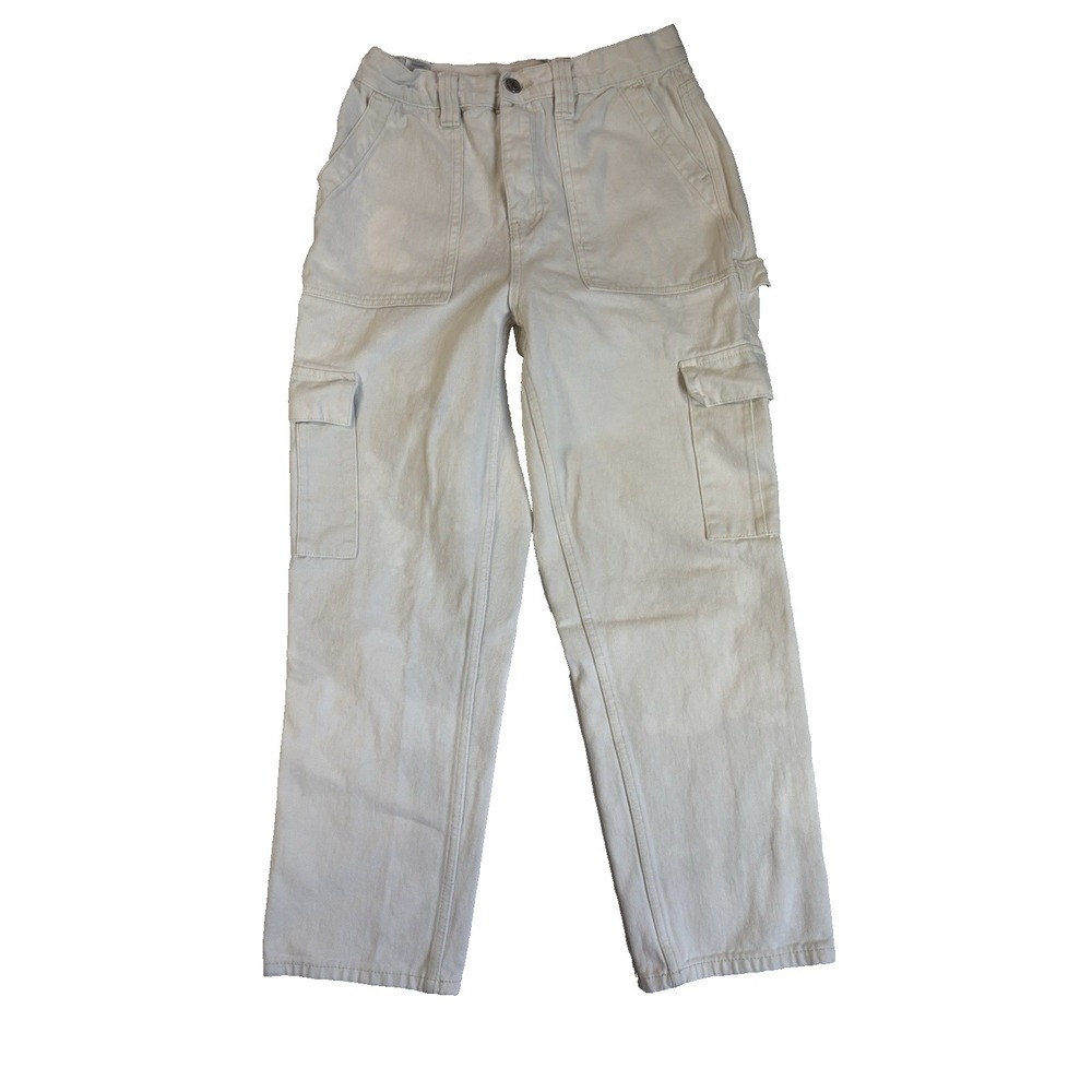 PACSUN Women's 28 White High Rise Carpenter Cargo Jeans Utility Streetwear Urban